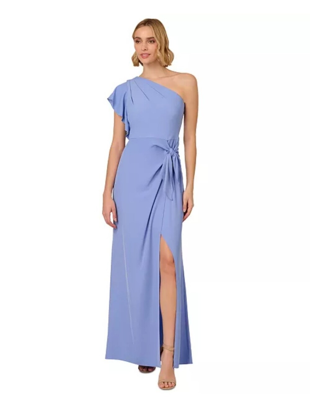 NWT Adrianna Papell One Shoulder Peri Cruise Blue Gown Dress Sz 10 $198 Wedding